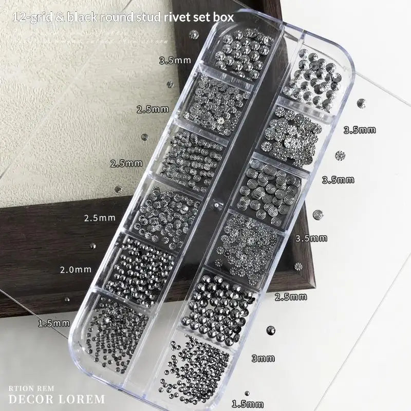 Punk Charm Box 1 Metal Design Nail Art Perfect Fashionistas Qme Black