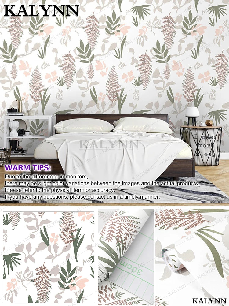 Floral Wall Stickers Self Adhesive Removable Wallpaper Vinyl Contact Qme Floral Leaf 16FTx17in(5mx45cm)