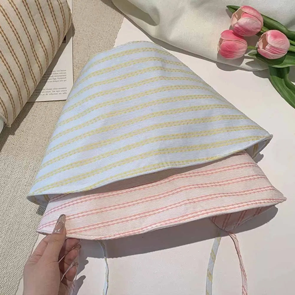 French Large Brim Sun Protection Hat Wide Foldable Bucket Breathable Qme