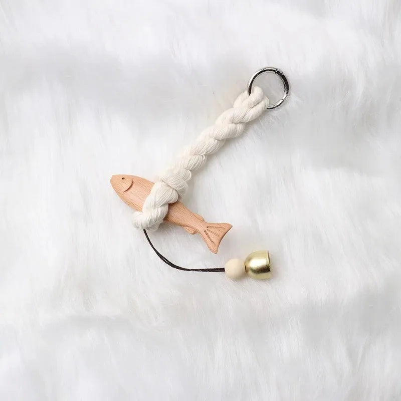 Marine Beach Themed Wood Fish Sculpture Bell Handcrafted Wall Hanging Qme S