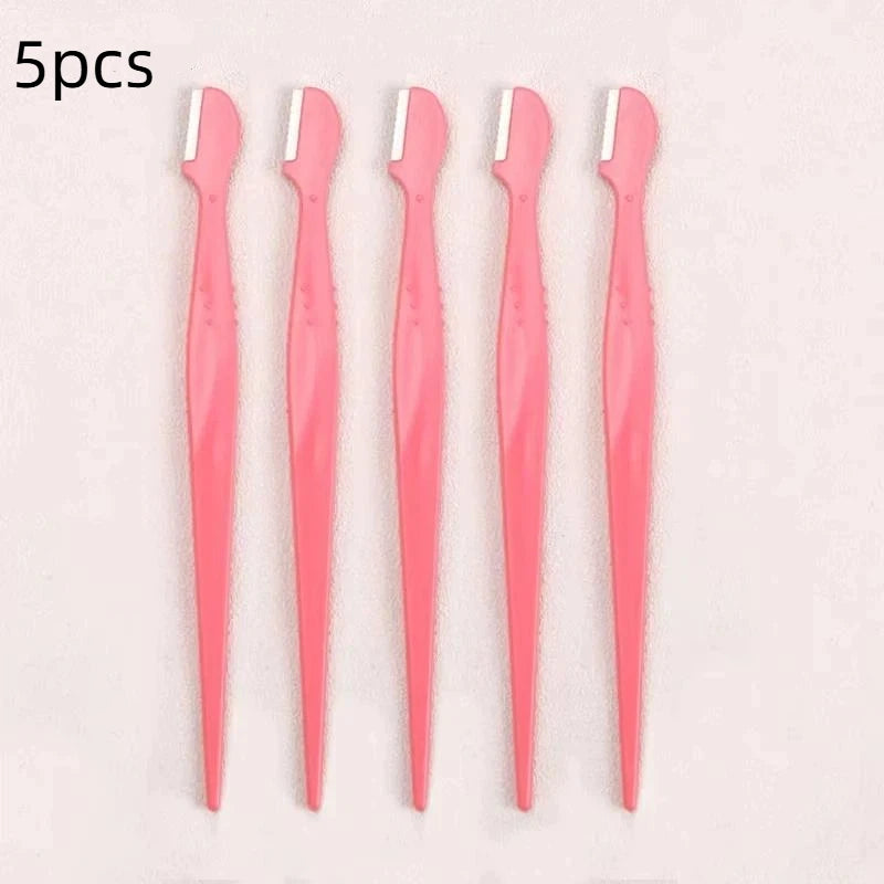 Precision Straight Handle Eyebrow Trimmers 2 3 Round Head Grooming Qme 5pcs Watermelon red