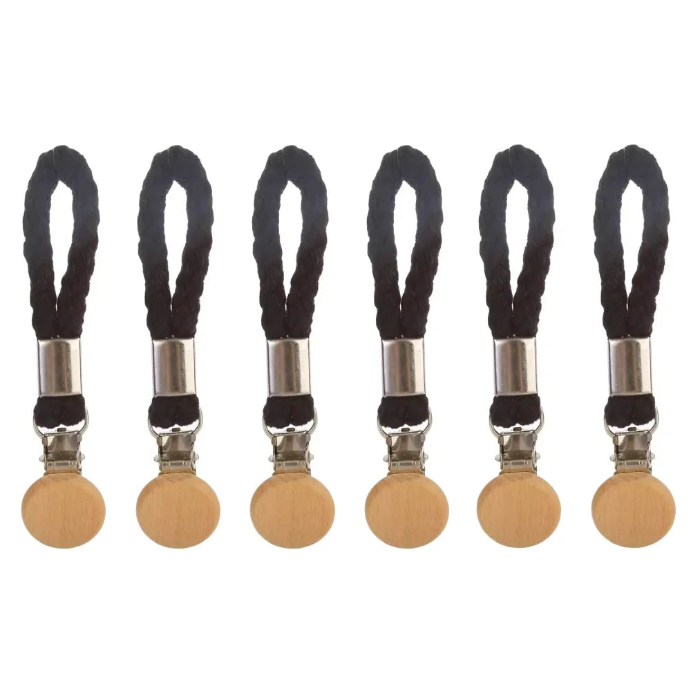 1-8PCS Towel Hanging Clips woven Cotton rope Bathroom wood round head Metal Hanging Clips For Home Towel Clothes Storage Hook Qme 6pcs Black