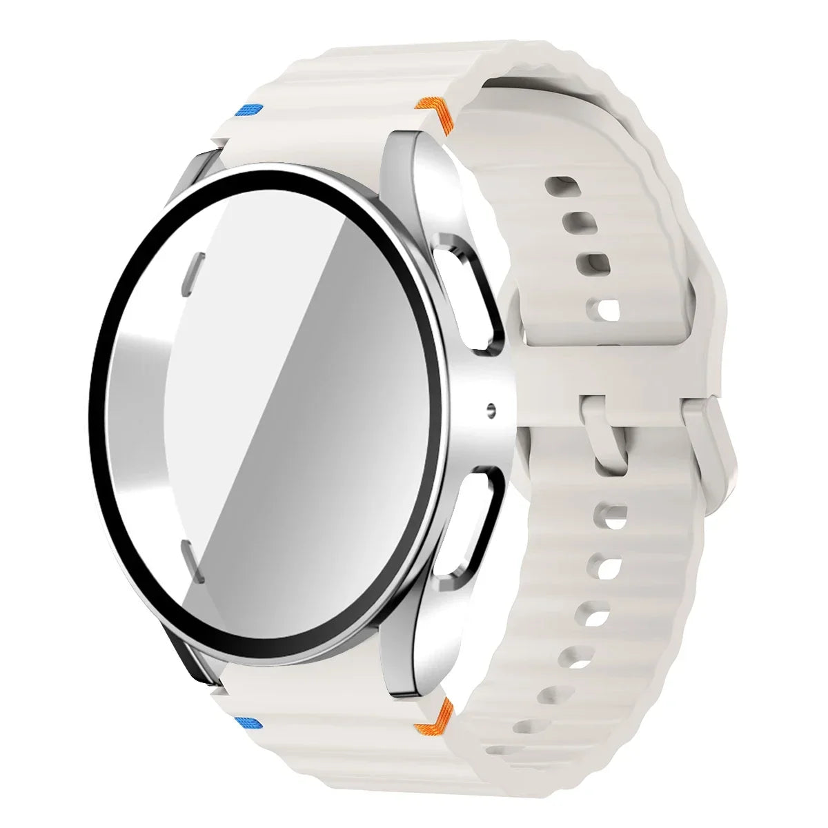 Original Silicone Band +Case for Samsung Watch 7 40mm 44mm Sport Bracelet For Galaxy Watch Strap 6 40mm 44mm Screen Protector Qme