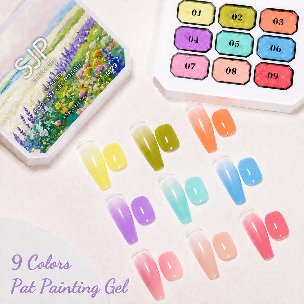 9 Colors Gel Nail Polish Jelly UV LED Soak Off Art Varnish Manicure Qme