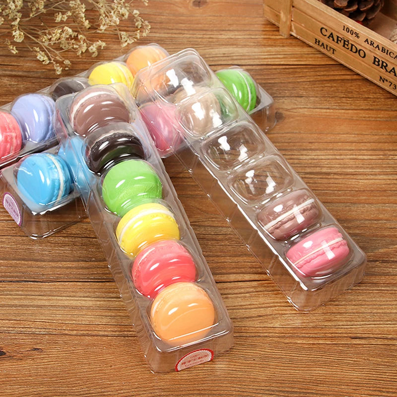 ^5 Macaron Boxes Clear PET Dessert Pastry Packaging Box Birthday Holiday Gift Cake Display Dessert decoration of 6 Macarons Qme