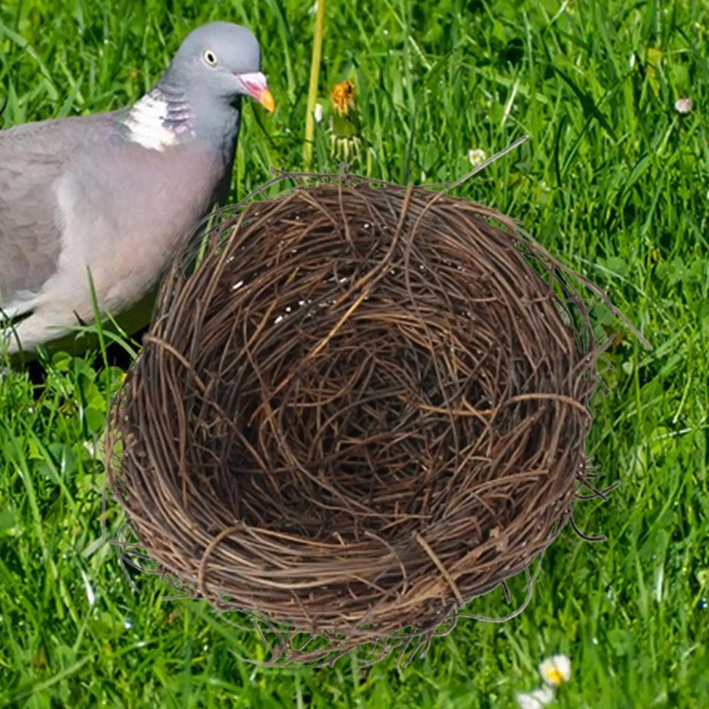 Birds Nest Handmade Woven Parrot Nest Small Animal Bed House For Garden Flat Base Bird Cage Accessories For Parakeet Qme