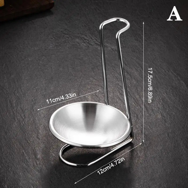Single Double Ladle Vertical Spoon Utensil Rack Soup Rest Stand Qme A Silver