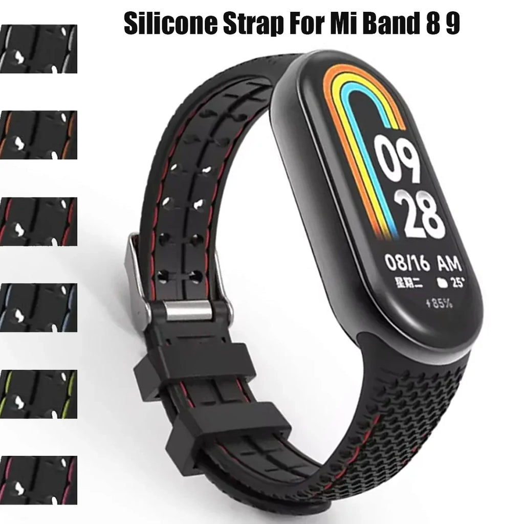 Silicone Strap For Mi Band 8 9 Bracelet Rubber Watchband Replacement Smartwatch Wrist Bracelet Correa For Xiaomi Mi Band 8 Strap Qme
