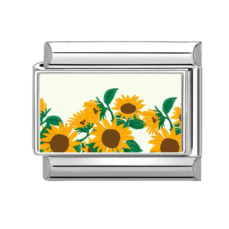 Fashion Iris Hyacinth Sunflower Daisy Flowers Series Italian Charm