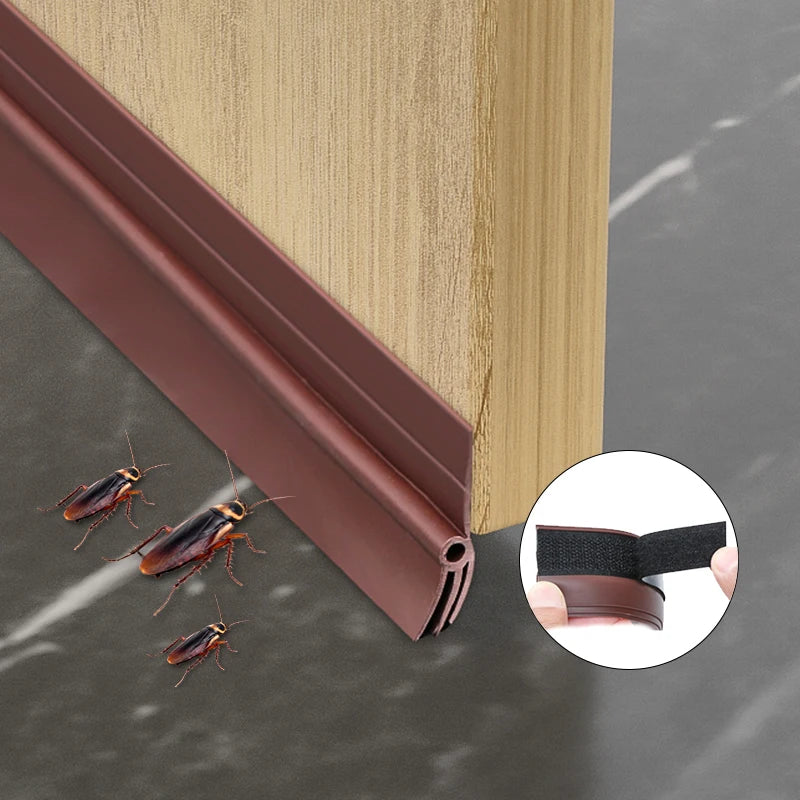 93cm Self-adhesive Removable Under Door Weatherstrip PVC Triple WindProof Cold Proof Wear-resistant Door Bottom Seal Strip Qme
