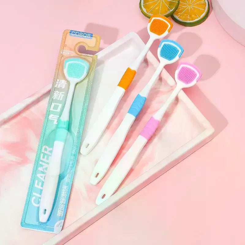 Gum-friendly Silicone Tongue Scraper Food Grade Oral Care Tool Qme