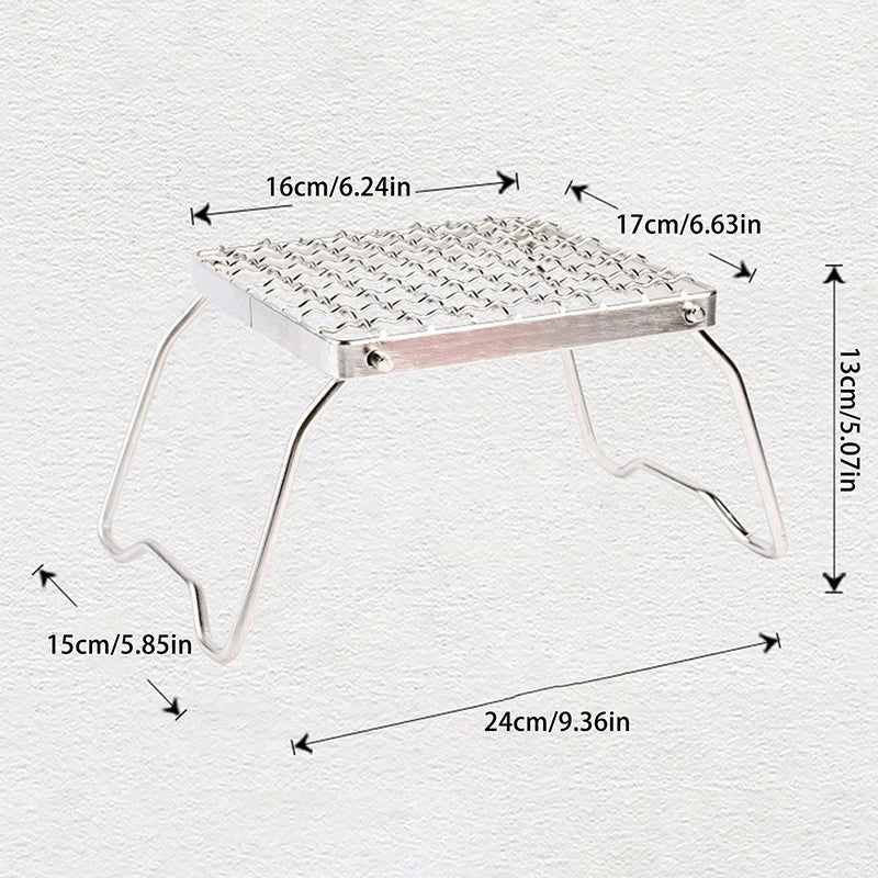 Outdoor Stainless Steel Camping Grill Portable Foldable Mini Rack Qme