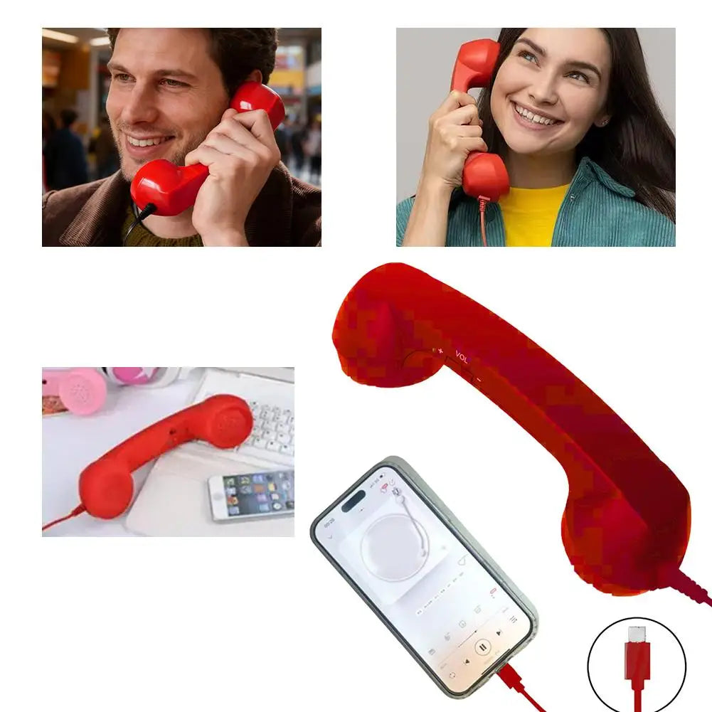 Retro Telephone Receiver Type-C 3.5mm Microphone Handset Directly Plug Into Mobile Phone Handset For Mobile Phones Qme