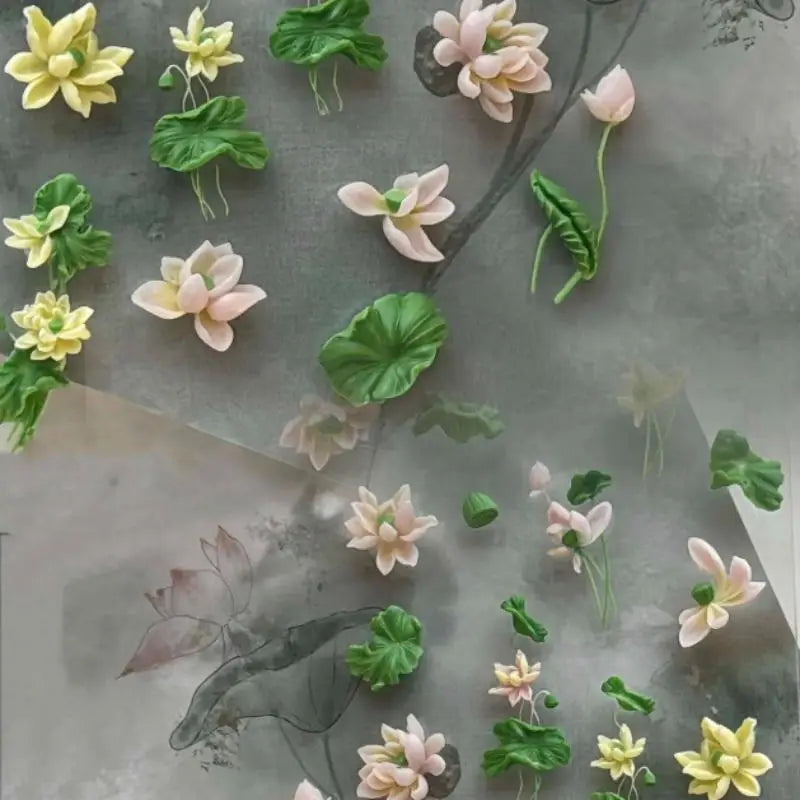Flowers Series 3D Curved Nail Mold Lily Valley Lotus Flower Diy Qme