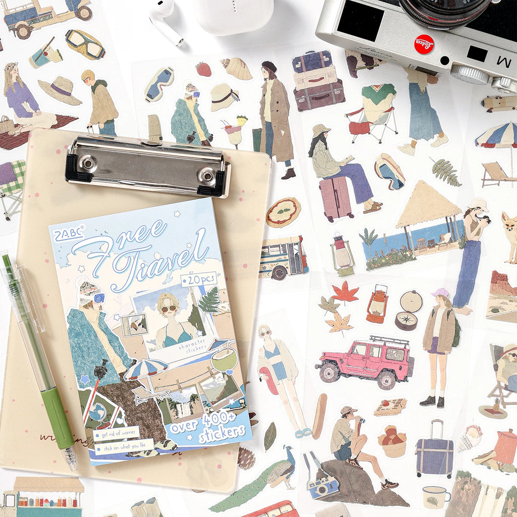 TIANZI 20/80 Pcs Cartoon Character Die-Cutting Stickers Korean Stationery DIY Scrapbooking Journal Decorative Sticker Book Qme