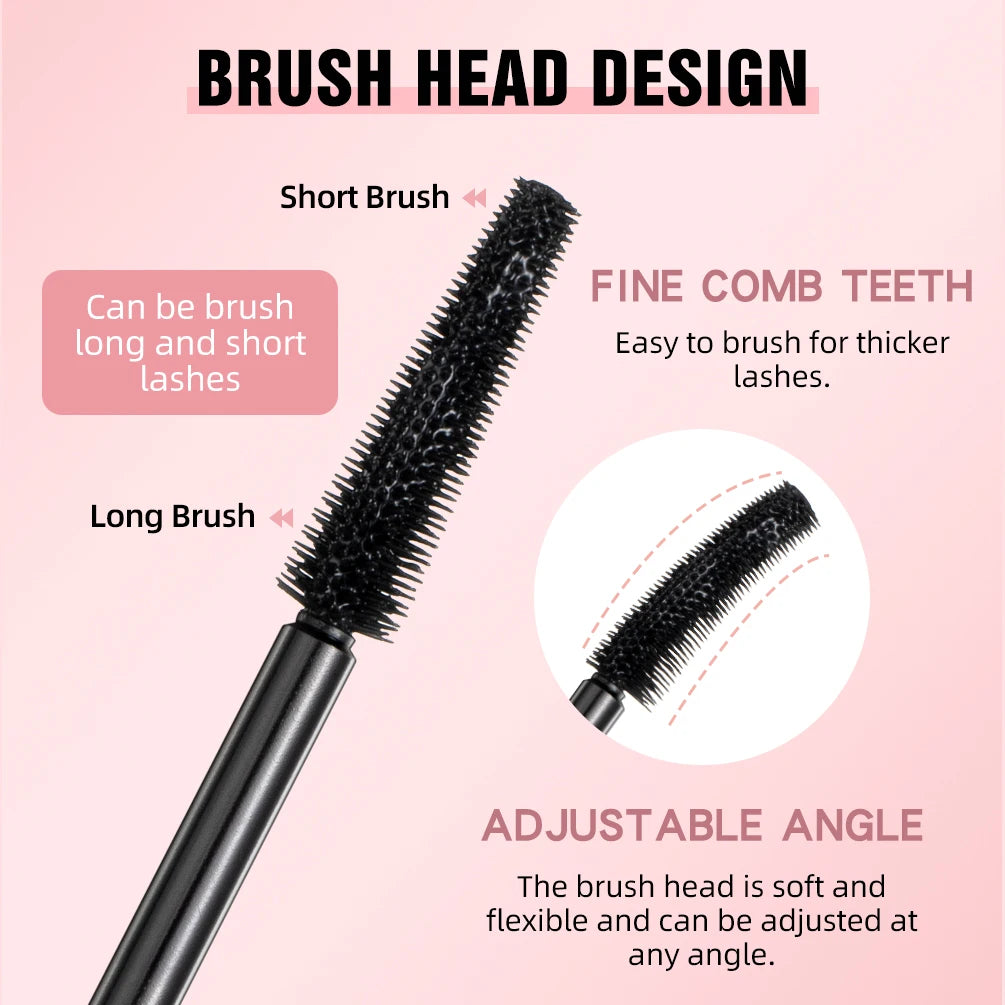 QIBEST New Silk Fiber Black Mascara Waterproof Long Lasting Extension Eyelashes Lengthening Curling Mascara Black Eyelash Makeup Qme