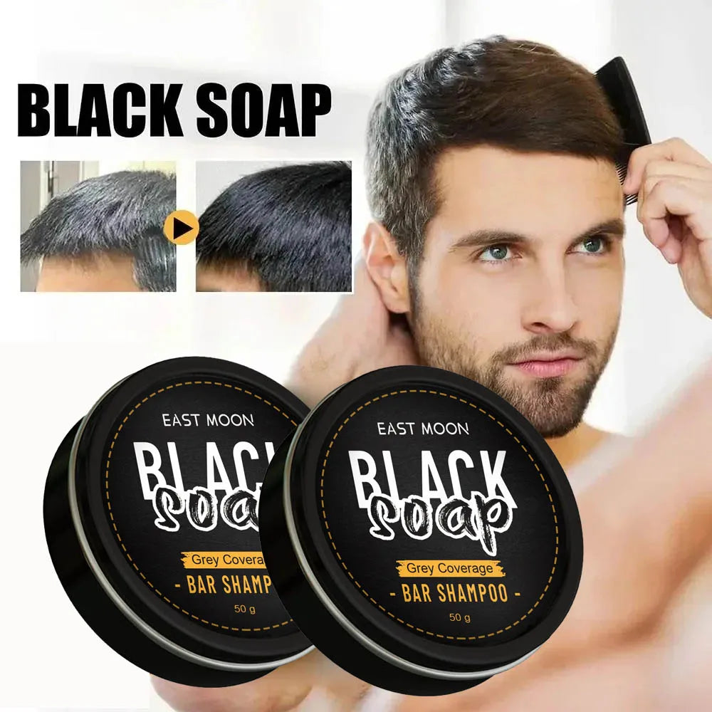 Polygonum Multiflorum Black Hair Soap Darkening Shampoo Bar Repair Gray White Color Dye Face Hair Body Shampoo For Man Women Qme