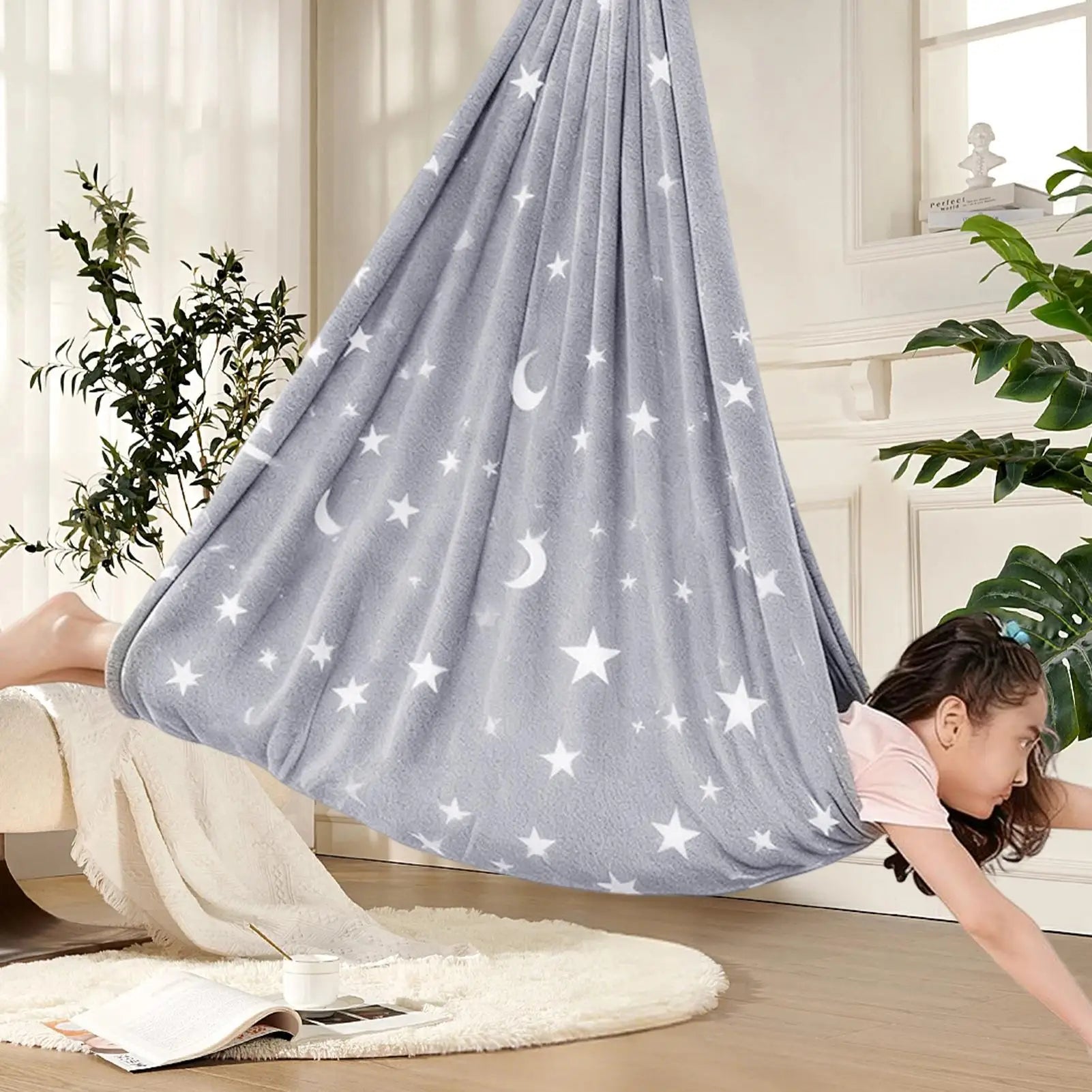 Kids Sensory Swing Luminous Hammock Comfortable Swivel Children Pod Qme