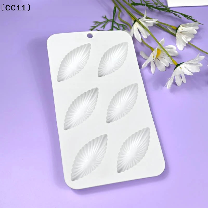 6 Cells 3D Shell Design Pudding Mousse Cake Moulds Madeleine Dessert Qme