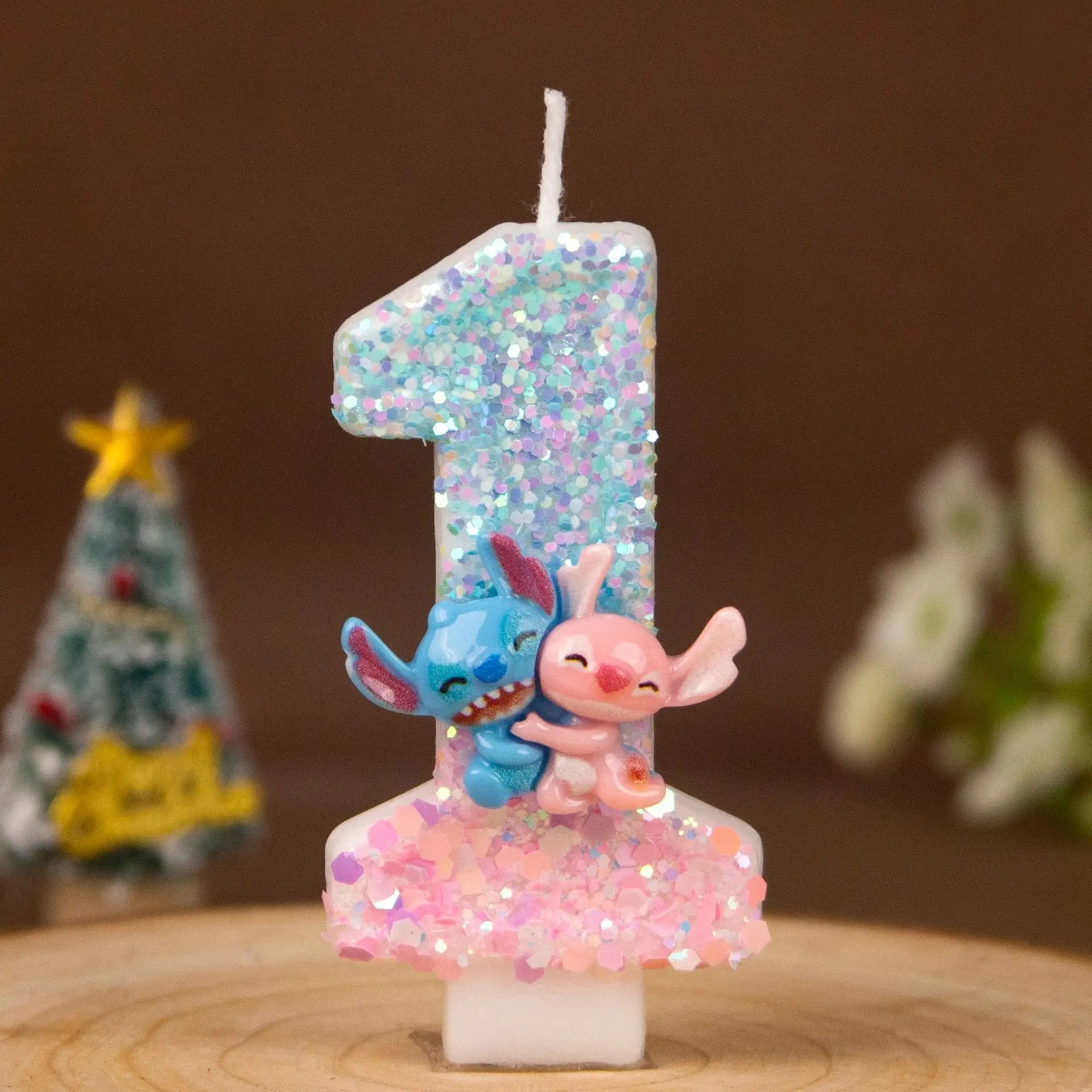 Stitch and Lilo Couple-Themed Number Candles Creative “Hugging” Candles for Birthday Cakes Festive Candles Qme 1