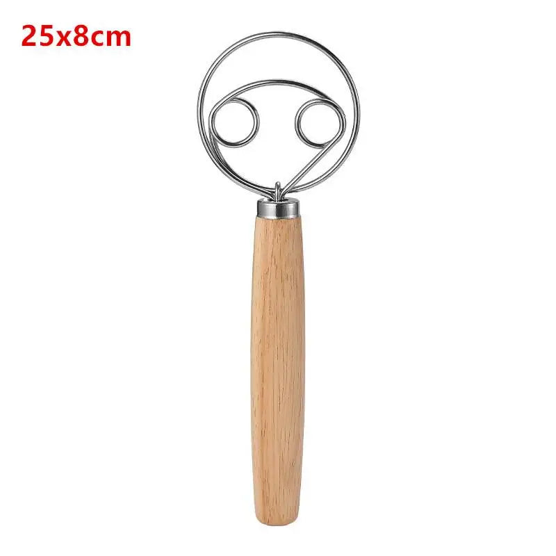 Stainless Steel Dough Whisk With Smooth Wooden Handle Sourdough & Bread Mixing Danish Dough Whisk Bread Tools Qme D