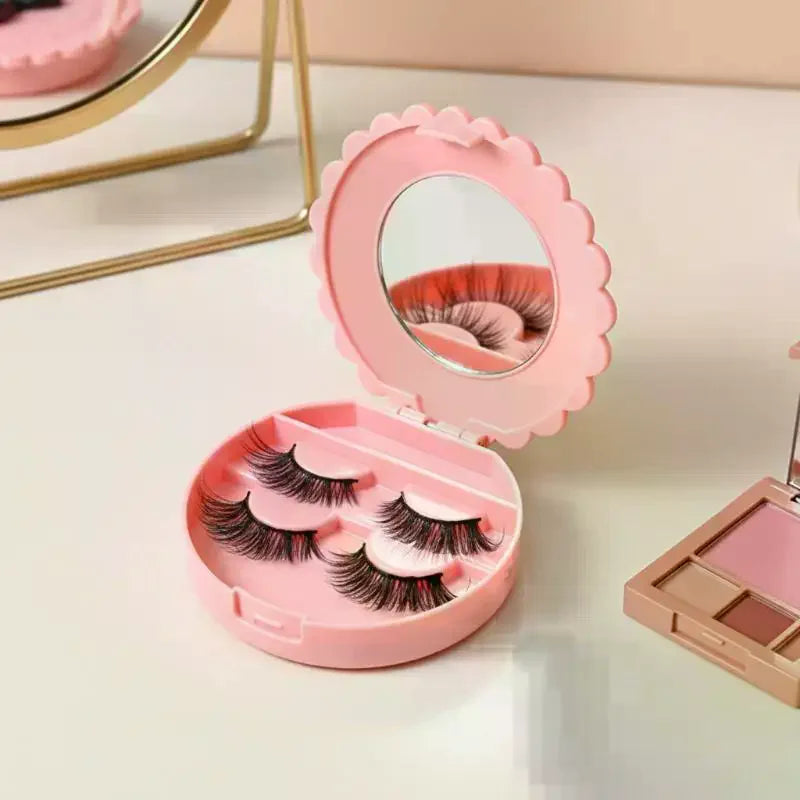 False Eyelash Storage Box Makeup Organizer Mirror Easy Clean Holder Qme