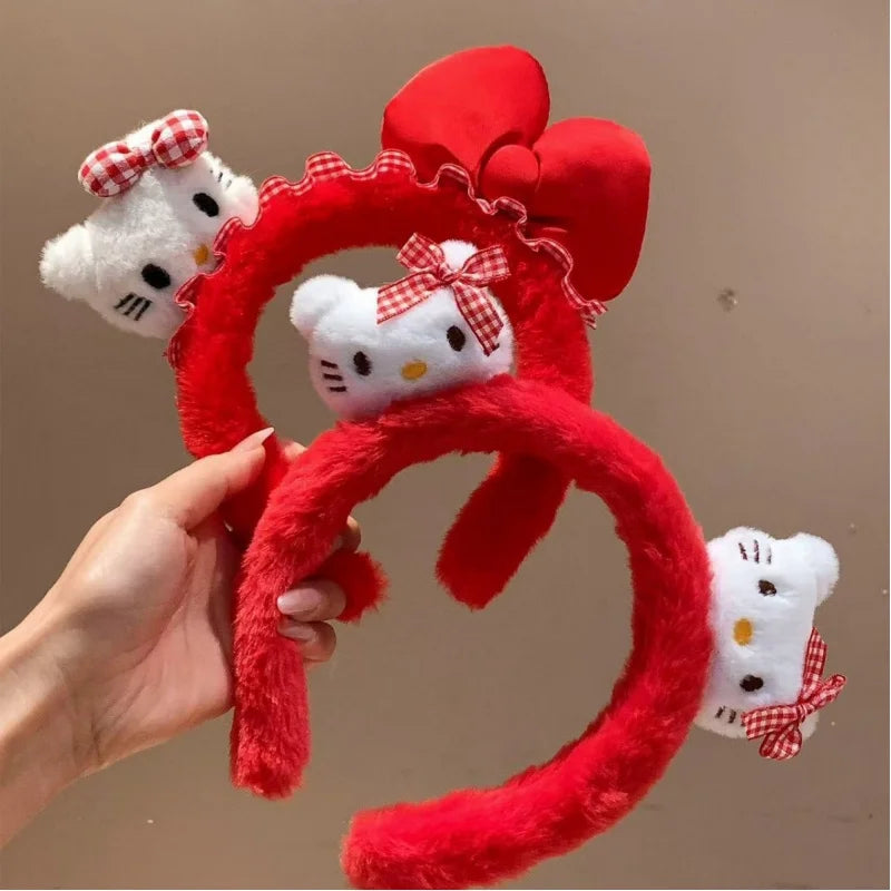 Hello Kitty Sweet Cartoon Headband Cute Bow Versatile Hair Accessory Qme