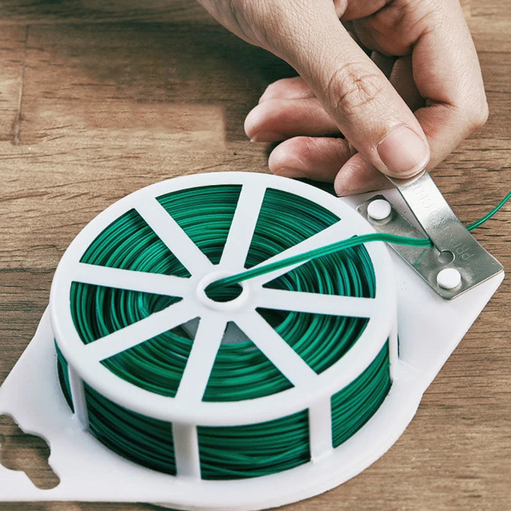 1 Roll/100M Home Multifunctional Plastic Steel Twist Tie Sturdy Reusable Garden Flower Plant Support Strap Tie Qme