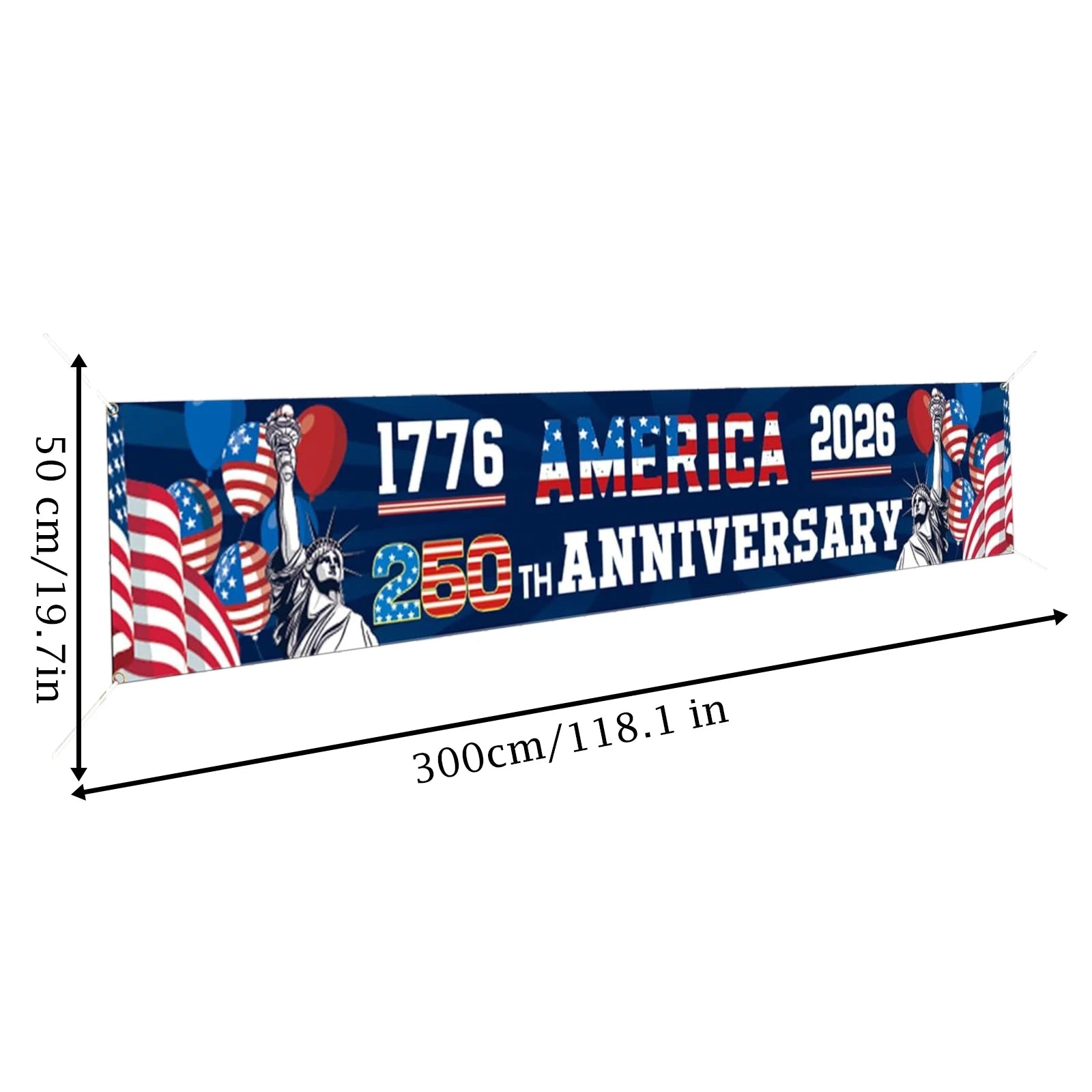 Inpedenpent Day Anniversary Celebration Banner 250th Event Party Hanging Banner for Indoor Outdoor Decoration Backgroud Props Qme
