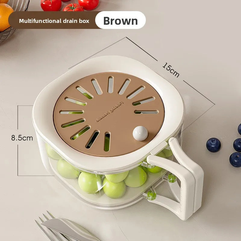 2-in-1 Vegetable Washing Basin Home Double-layer Fruit Lid Drain Qme Coffee