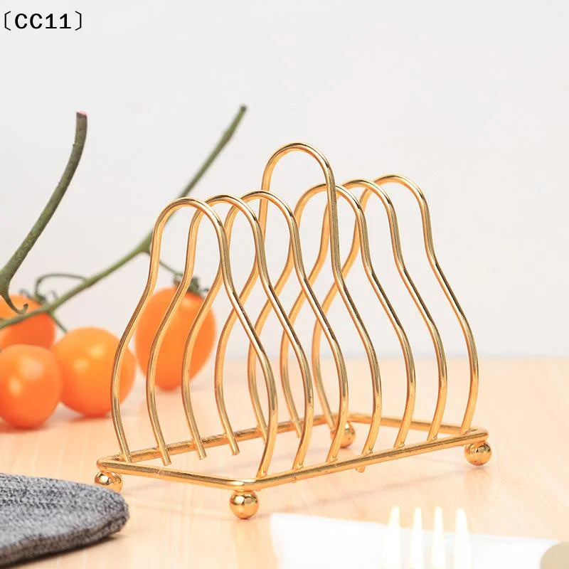CC11Iron Art Toast Bread Rack Restaurant Home Holder 6 Slices Food Qme