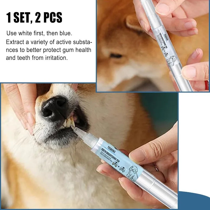2 pet toothbrush pens, pet teeth cleaning pens, pet teeth care fresh breath cat/dog teeth whitening pens Qme