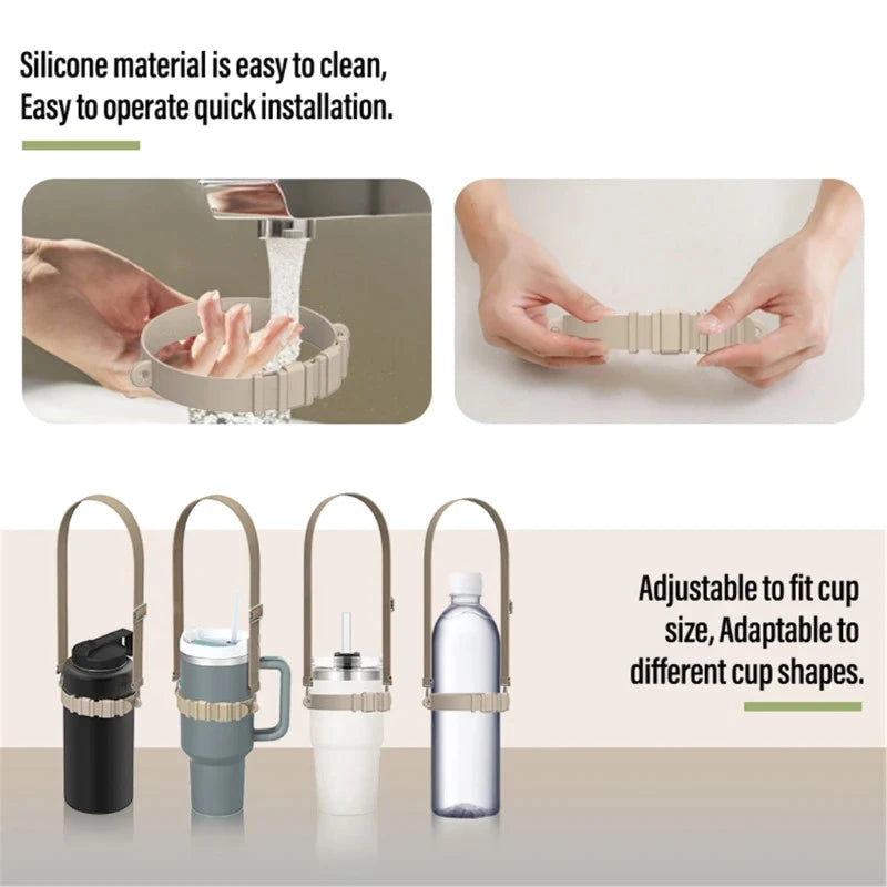 Universal Adjustable Cup Holder Ring Outdoor Silicone Water Bottle Qme