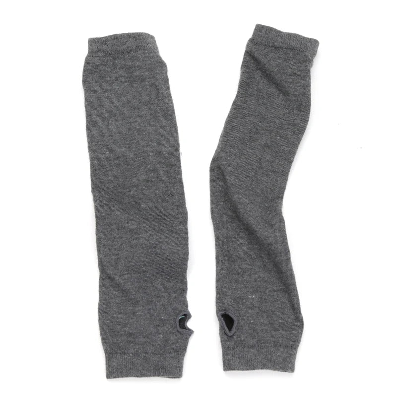 Punk Winter Warm Long Sleeves Gloves Goth Men Women Fingerless Stripe Hip-Hop Knitted Elbow Mittens Elastic Outdoor Warmer Arm Qme GRAY Length -32cm