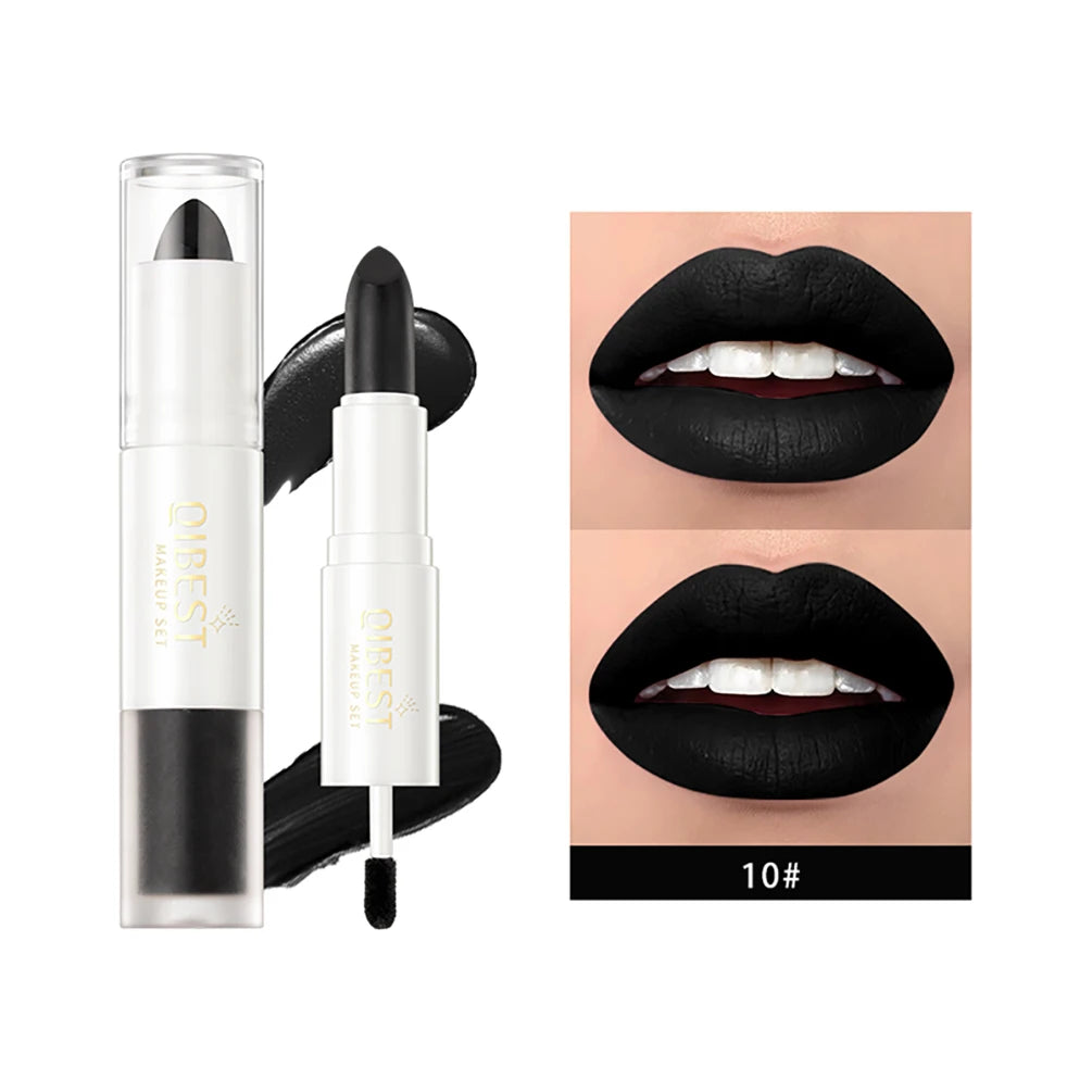 Double Head Matte Lipstick Lip Gloss 2 In 1 Stick Long-lasting Moisturizing Liquid Lipstick Sexy Red Puple Lip Glaze Tint Makeup Qme 10