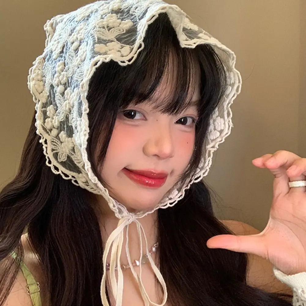 Cute Countryside Style Triangle Bandana Wraps Turban Lace Hair Scarf Hair Band Hair Accessories Triangle Scarf Girls Qme