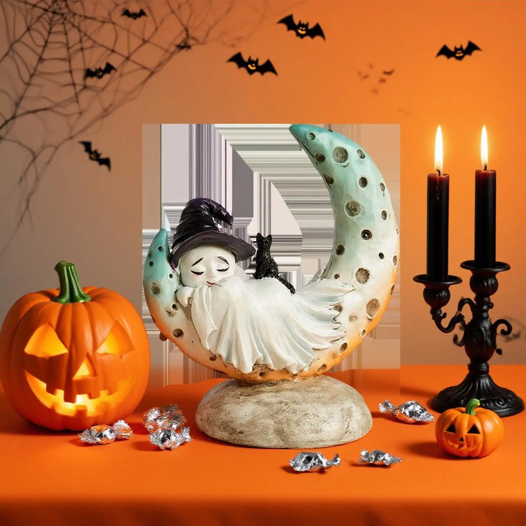 Ghost Figure Halloween Crafts Cat Ornaments Home Decor Spooky Holiday Qme