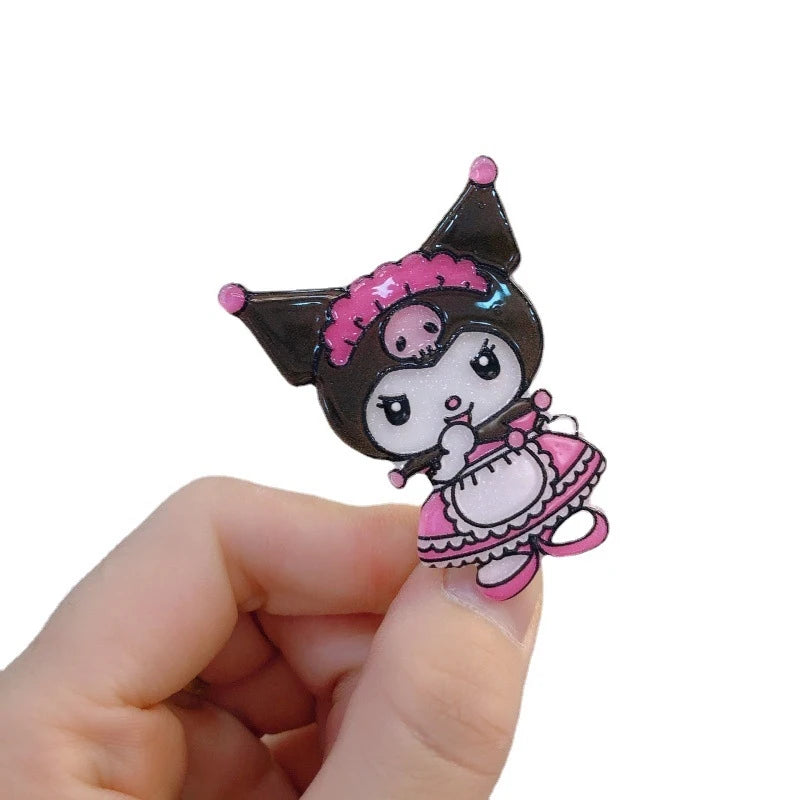 Clownee Headpiece Black Pink Hair Clip School Accessories Acrylic Qme