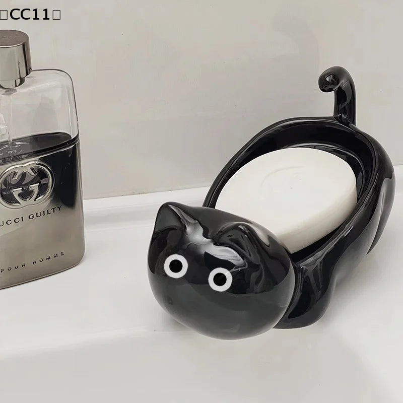 Siamese Cat Ceramic Soap Box Simplicity Household Creative Cute Qme