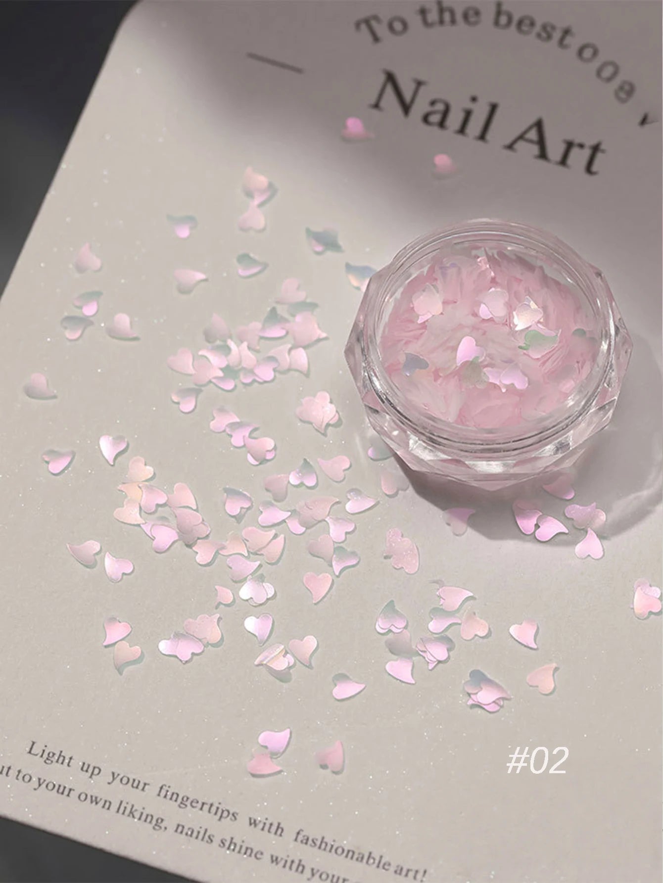 1 Pink Cherry Blossom Glitter Nail Art Heart Flower Butterfly DIY Qme 02