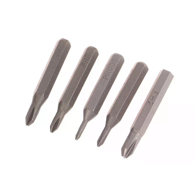 5Pcs H4×28mm Cross Screwdriver Bits PH000 PH000 PH00 PH0 PH1 PH2 4mm Hex Shank Professional Screwdriver Set Tools. Qme
