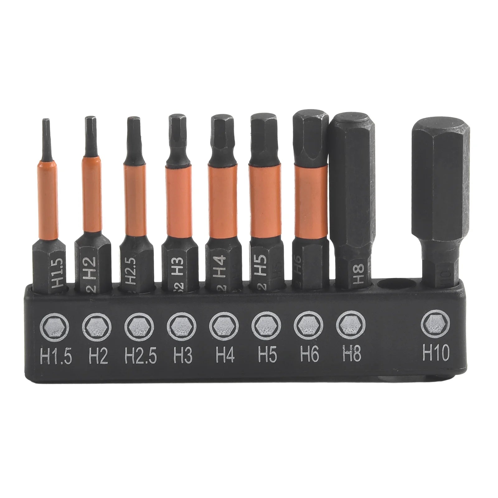 9pcs Hexagon Screwdriver Bit Set Hex Head Wrench Drill Bit 1/4" Shank Quick Change Screwdriver Bit S H1.5-H10 Hand Tools Qme Default Title