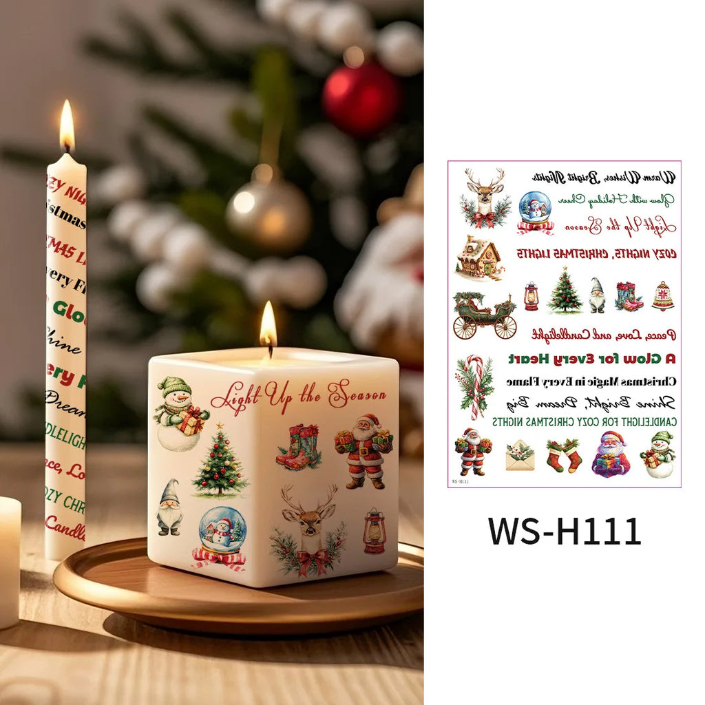 A Multi-purpose Xmas Tattoo Sticker Set Easy To Stick, Decorative Decals for Candle Window, Home Christmas Party Decorations Qme