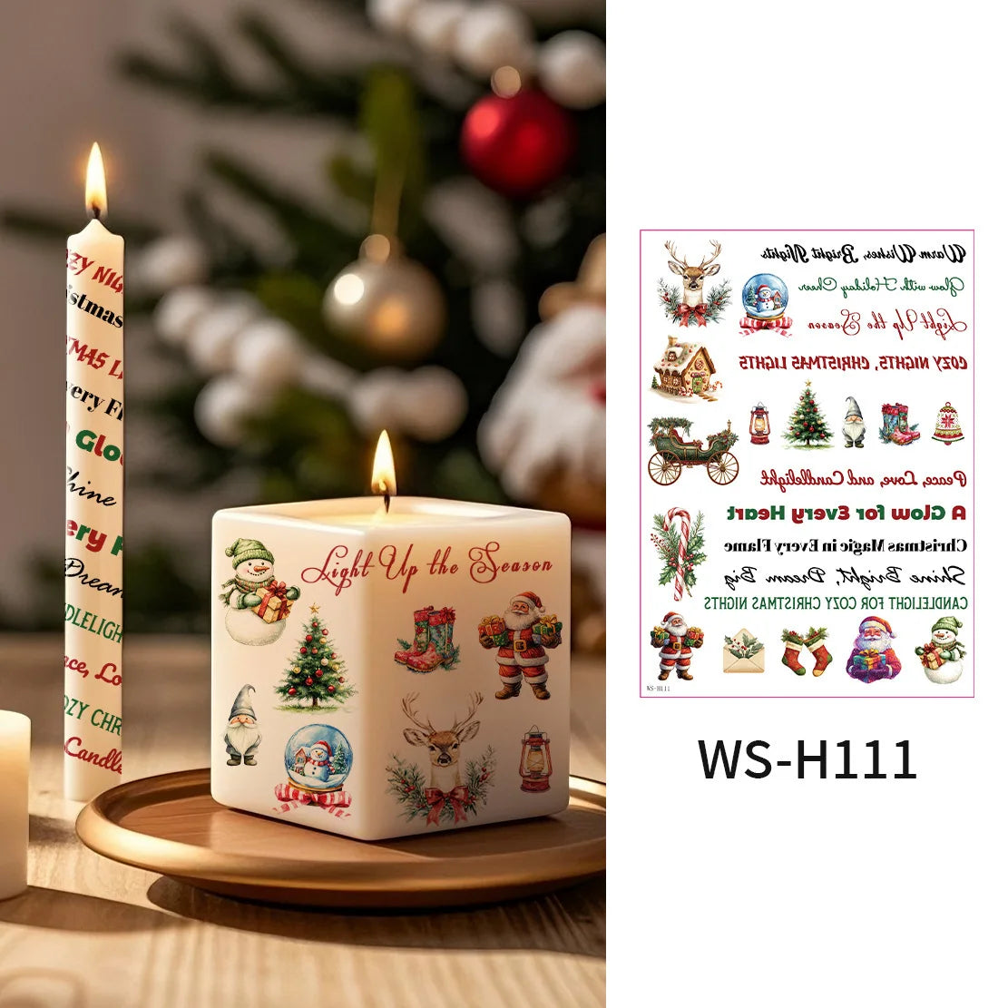 A Multi-purpose Xmas Tattoo Sticker Set Easy To Stick, Decorative Decals for Candle Window, Home Christmas Party Decorations Qme