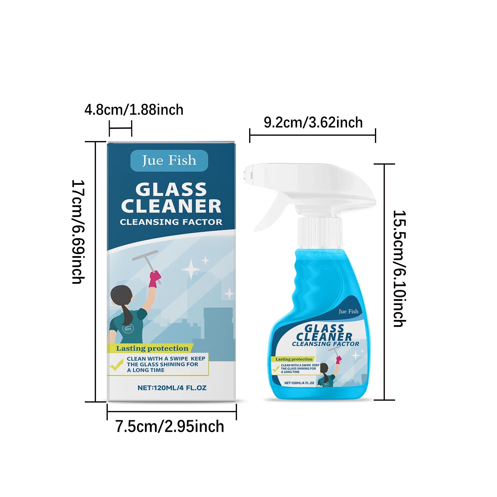 Glass cleaner for home mirror glass to remove oil, stains and dirt; glass cleaning spray Qme 1pcs