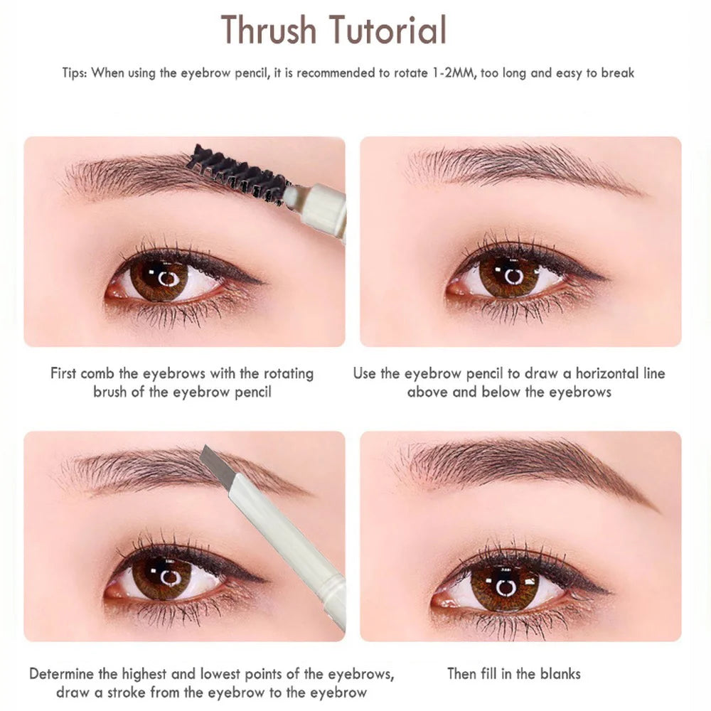 Thin-head Double-ended Eyebrow Pencil Waterproof Long-lasting Qme