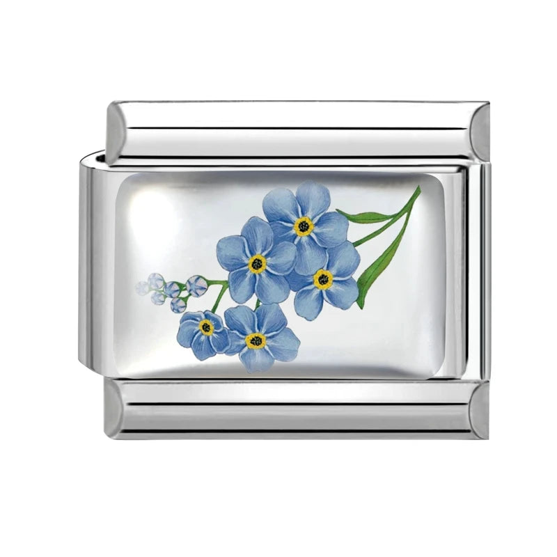 Colorful Brilliant Flowers Sunflower Lotus Tulip Charm Italian Link