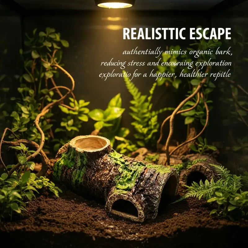 Natural Bark Reptile Hideaway Cave Resin Shelter Lizard Snake Qme