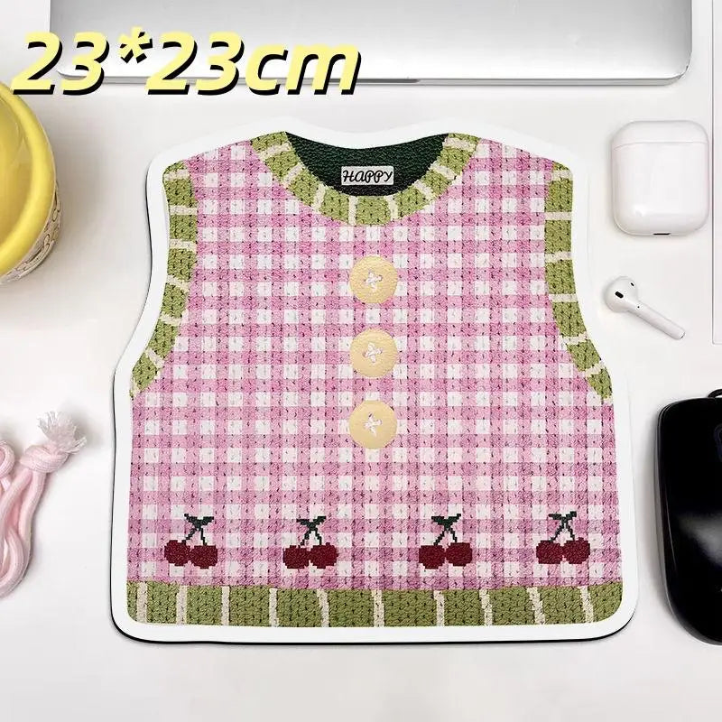 Desk Anti-slip Sweater Mouse Mat Simulated Printing Knitted Pad Cute Qme A11