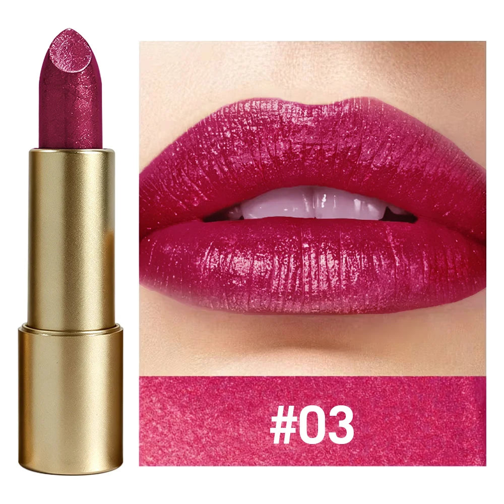 JUJU DREAM Matte Gold Tube Glitter Lipstick Metallic Shine Hydrating Qme 02